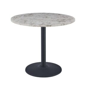 Mmilo New White Luxury Round Dining Table Gold & Black Leg - 100Cm