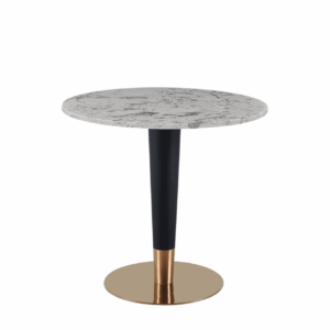 Mmilo New White Luxury Round Dining Table Gold & Black Leg - 100Cm