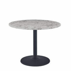 Mmilo New White Round Marble Dining Table Black Leg - 90cm - White, 100