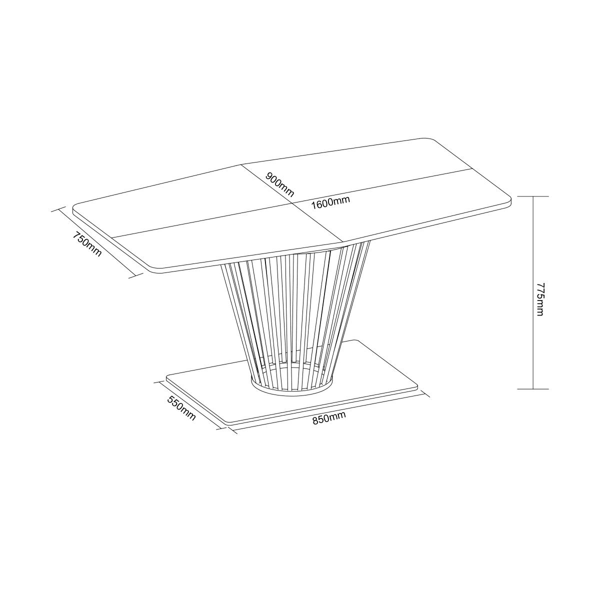 Mmilo Paris Oak Veneer Dining Table,160Cm - Image 6