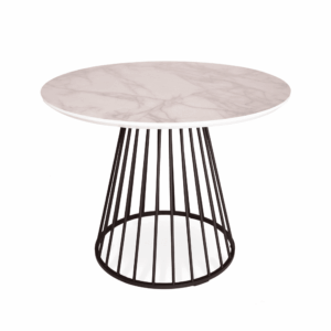 Mmilo White Liverpool Marble Table With Black Legs 100Cm