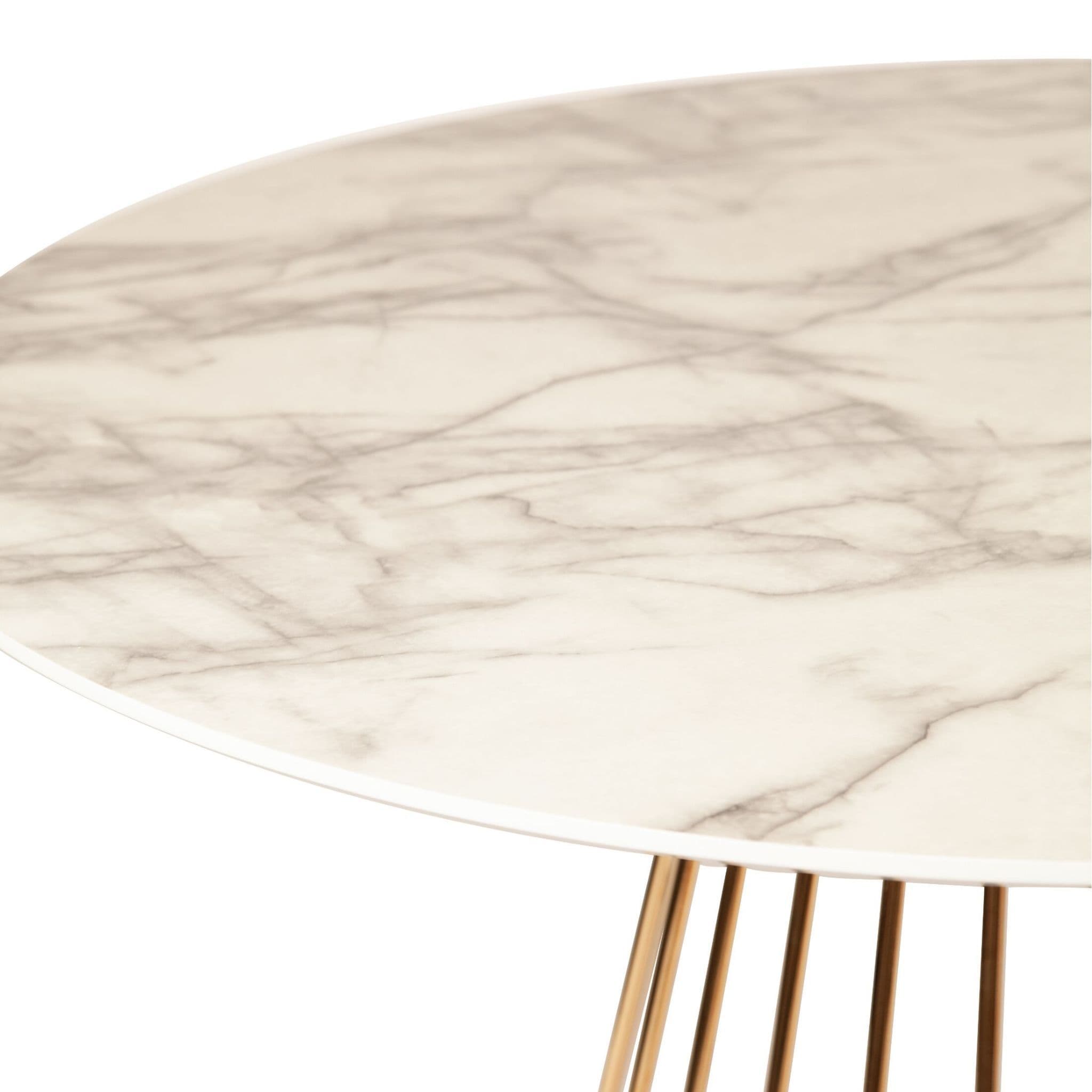 Mmilo White Liverpool Marble Table With Golden Chrome Legs 100Cm - Image 7