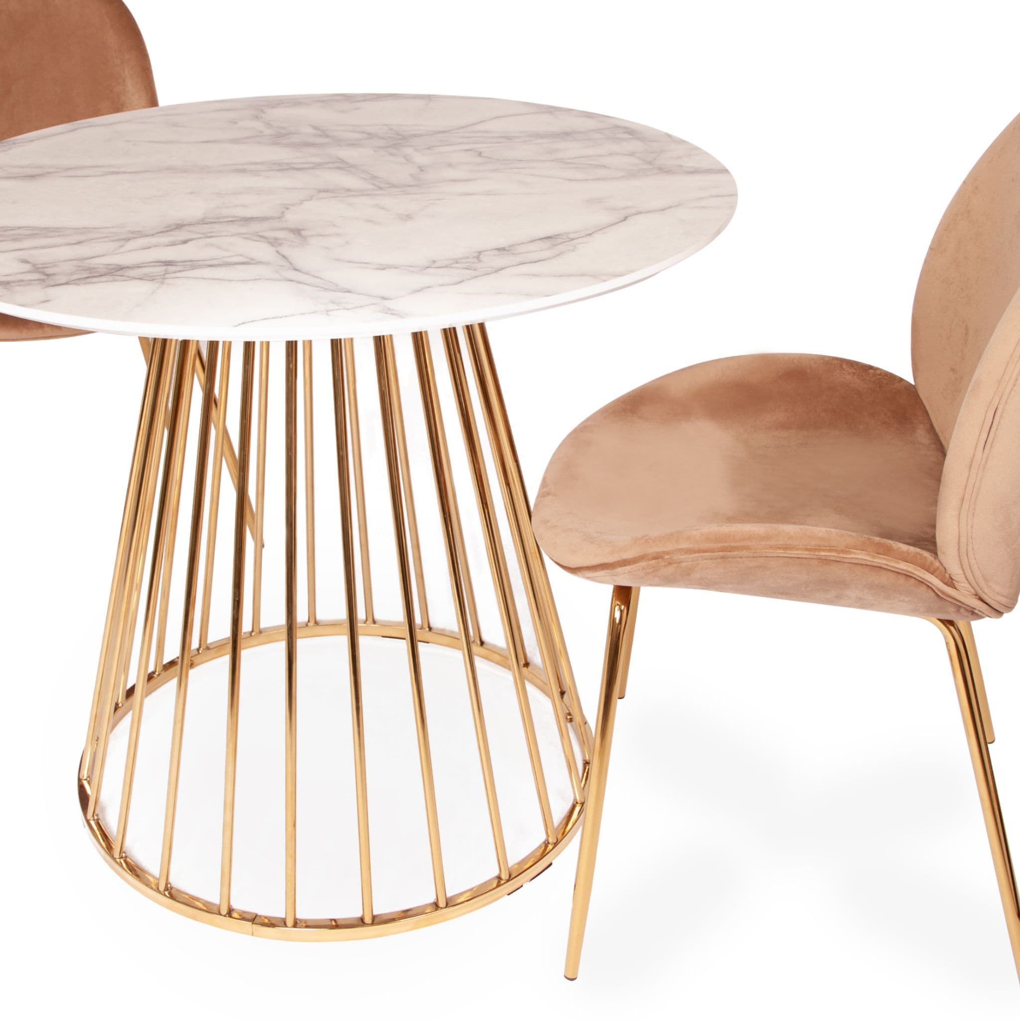 Mmilo White Liverpool Marble Table With Golden Chrome Legs 100Cm - Image 8