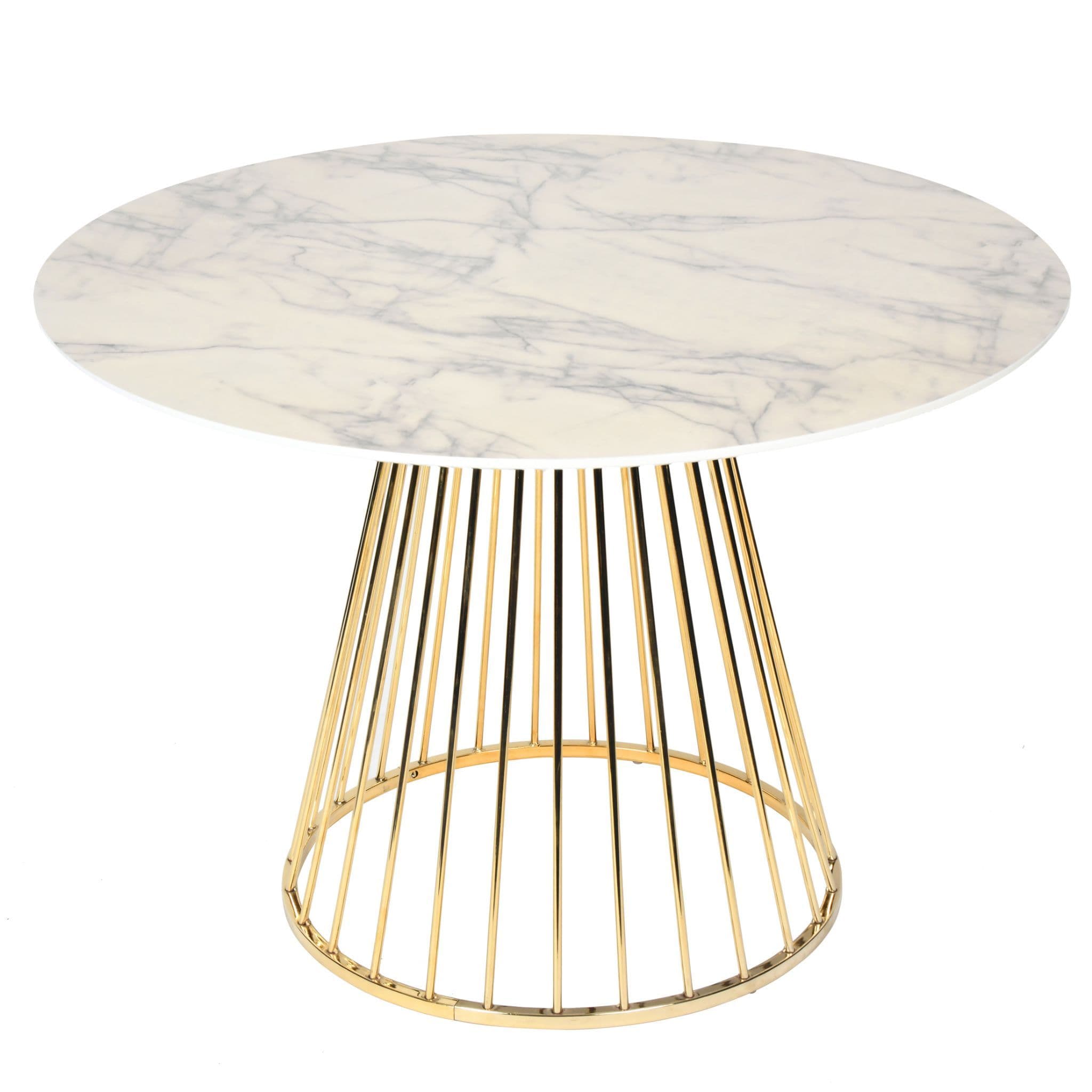 Mmilo White Liverpool Marble Table With Golden Chrome Legs 100Cm - Image 9