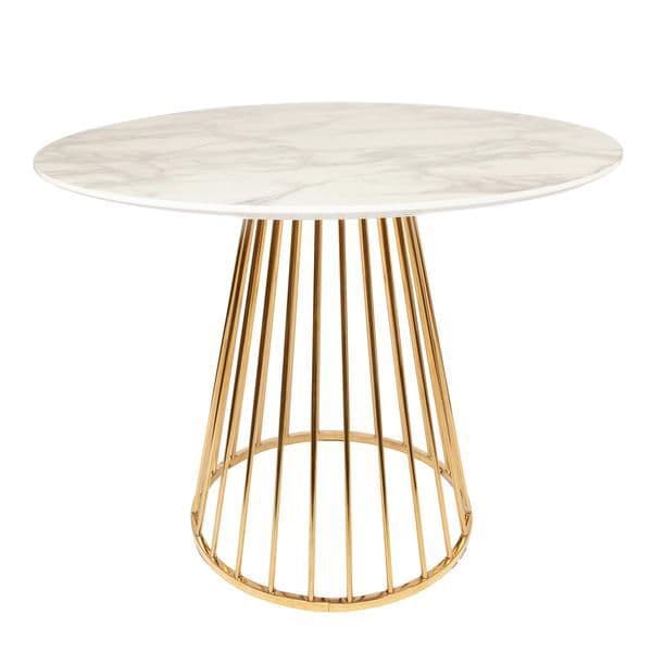 Mmilo White Liverpool Marble Table With Golden Chrome Legs 100Cm - Image 5