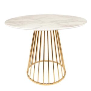 Mmilo White Liverpool Marble Table With Golden Chrome Legs 100Cm