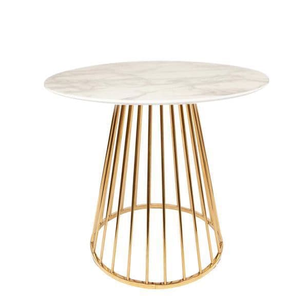 Mmilo White Liverpool Marble Table With Golden Chrome Legs 100Cm - Image 4
