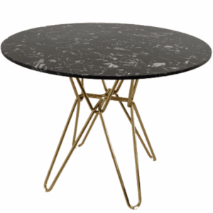 Modern Black Round Hairpin Dining Table With Gold Leg