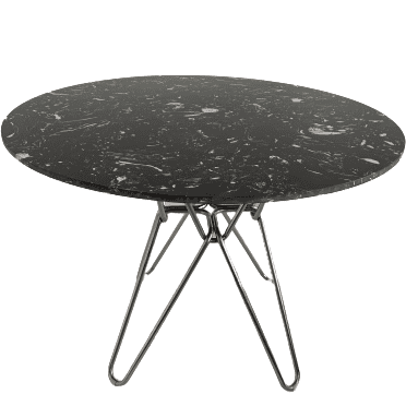 Modern Black Round Hairpin Dining Table With Stainless Leg