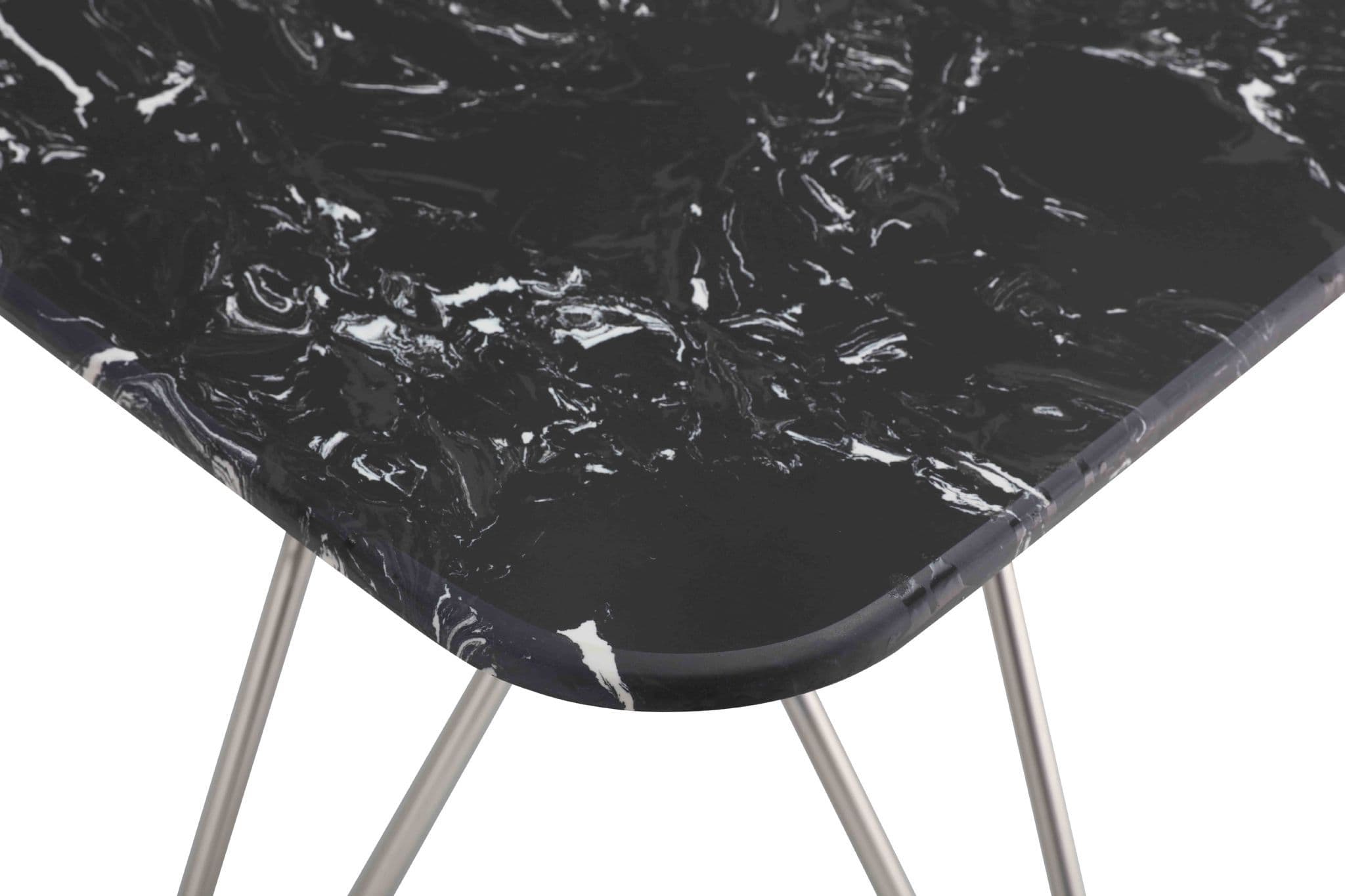 Modern Black Square Hairpin Dining Table With Stainless Leg - Image 3