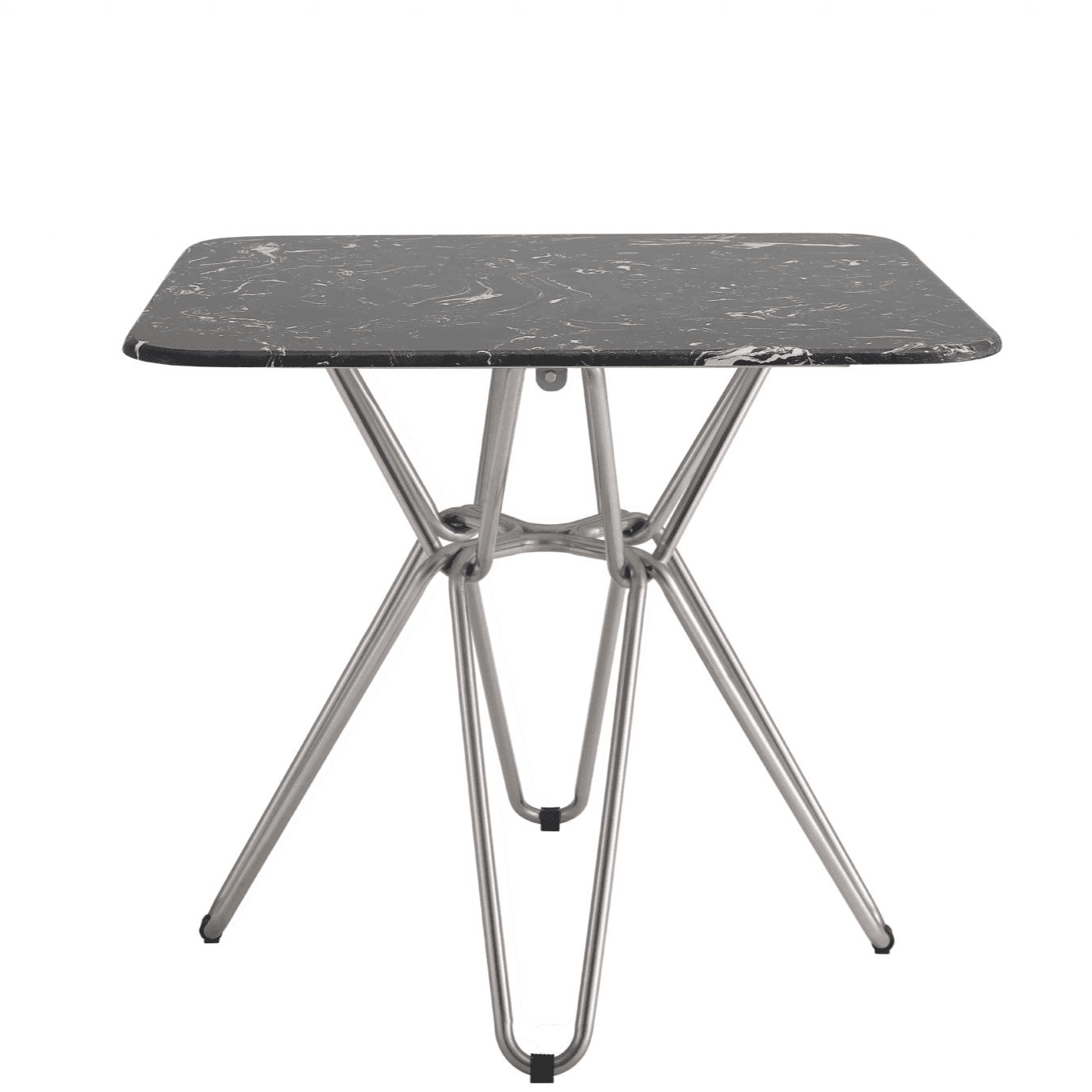 Modern Black Square Hairpin Dining Table With Stainless Leg - Image 4
