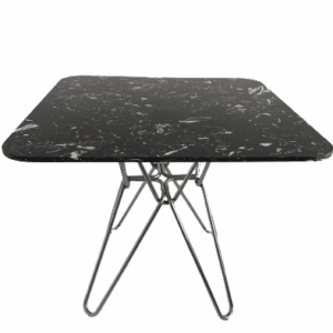 Modern Black Square Hairpin Dining Table With Stainless Leg
