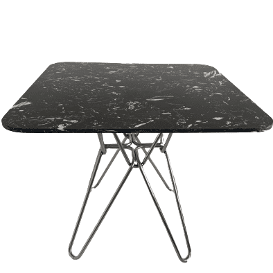 Modern Black Square Hairpin Dining Table With Stainless Leg