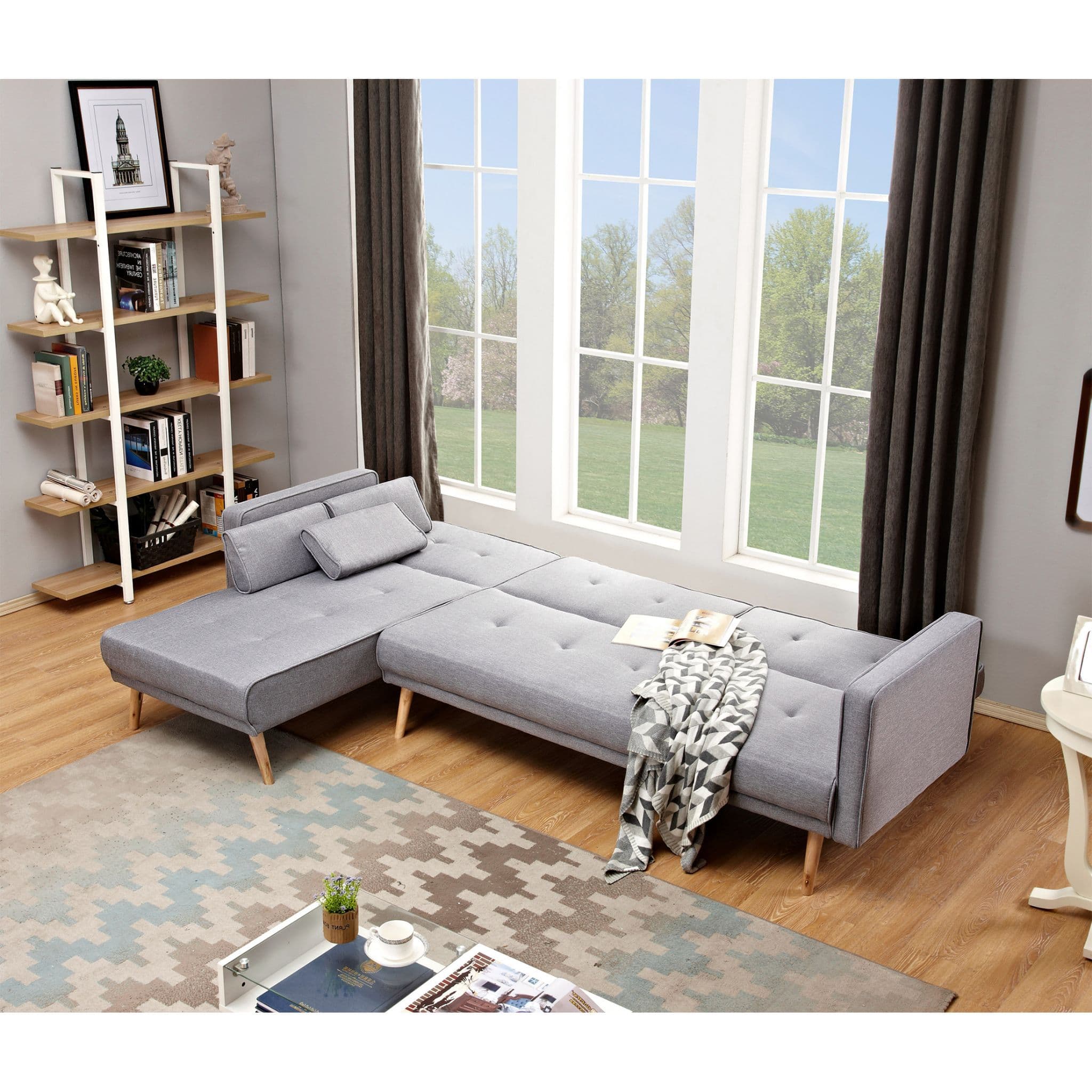 Modern Grey Fabric Sofa, Fold Out Sofa Bed 270Mm Long - Right Hand Side - Image 3