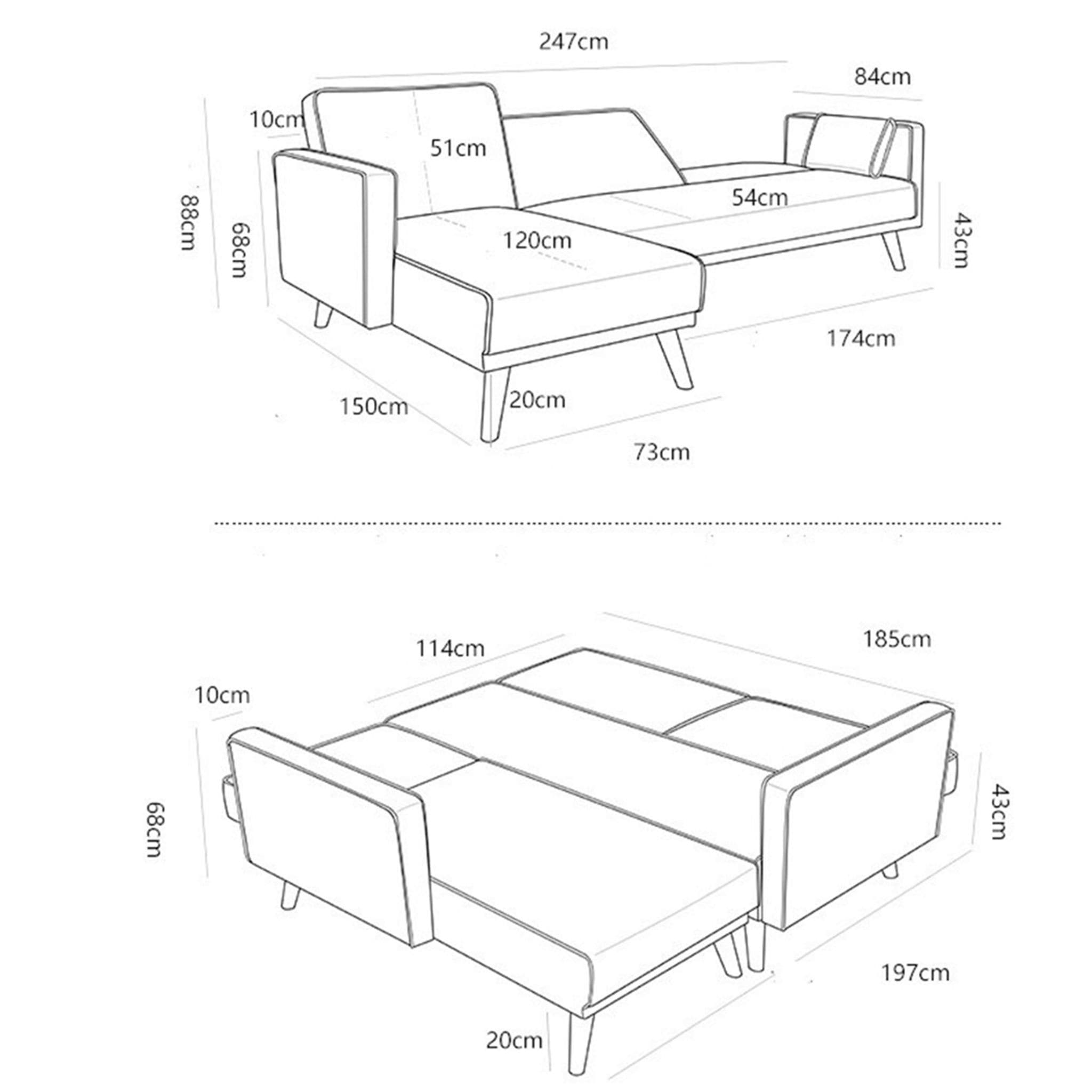 Modern Grey Fabric Sofa, Fold Out Sofa Bed 270Mm Long - Right Hand Side - Image 4