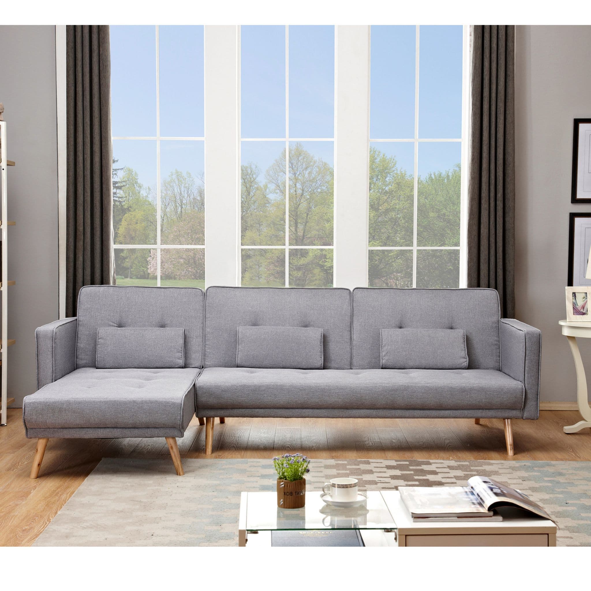 Modern Grey Fabric Sofa, Fold Out Sofa Bed 270Mm Long - Right Hand Side - Image 5