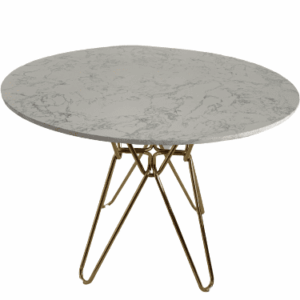 Modern Black Round Hairpin Dining Table With Gold Leg - White