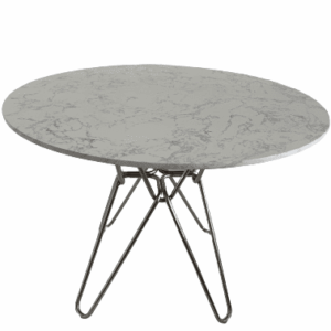 Modern Black Round Hairpin Dining Table With Stainless Leg - White