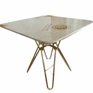 Modern Black Square Hairpin Dining Table With Gold Leg - White