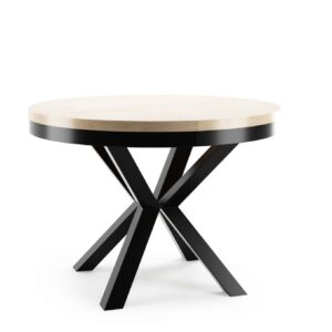 Narvic White Round Laminate Dining Table Extendable 100cm - 176Cm - Oak, 120