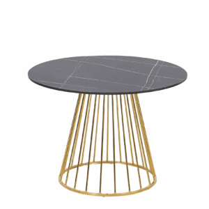 New Black Liverpool Style Marble Table With Golden Chrome Legs - 100Cm