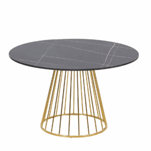 New Black Liverpool Style Marble Table With Golden Chrome Legs - 100cm - Black, 120