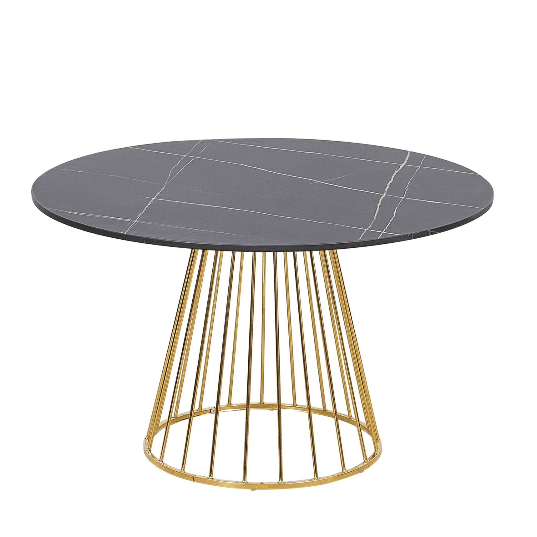 New Black Liverpool Style Marble Table With Golden Chrome Legs - 100Cm - Image 2