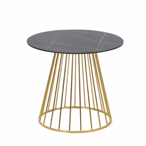 New Black Liverpool Style Marble Table With Golden Chrome Legs - 100cm - Black, 80