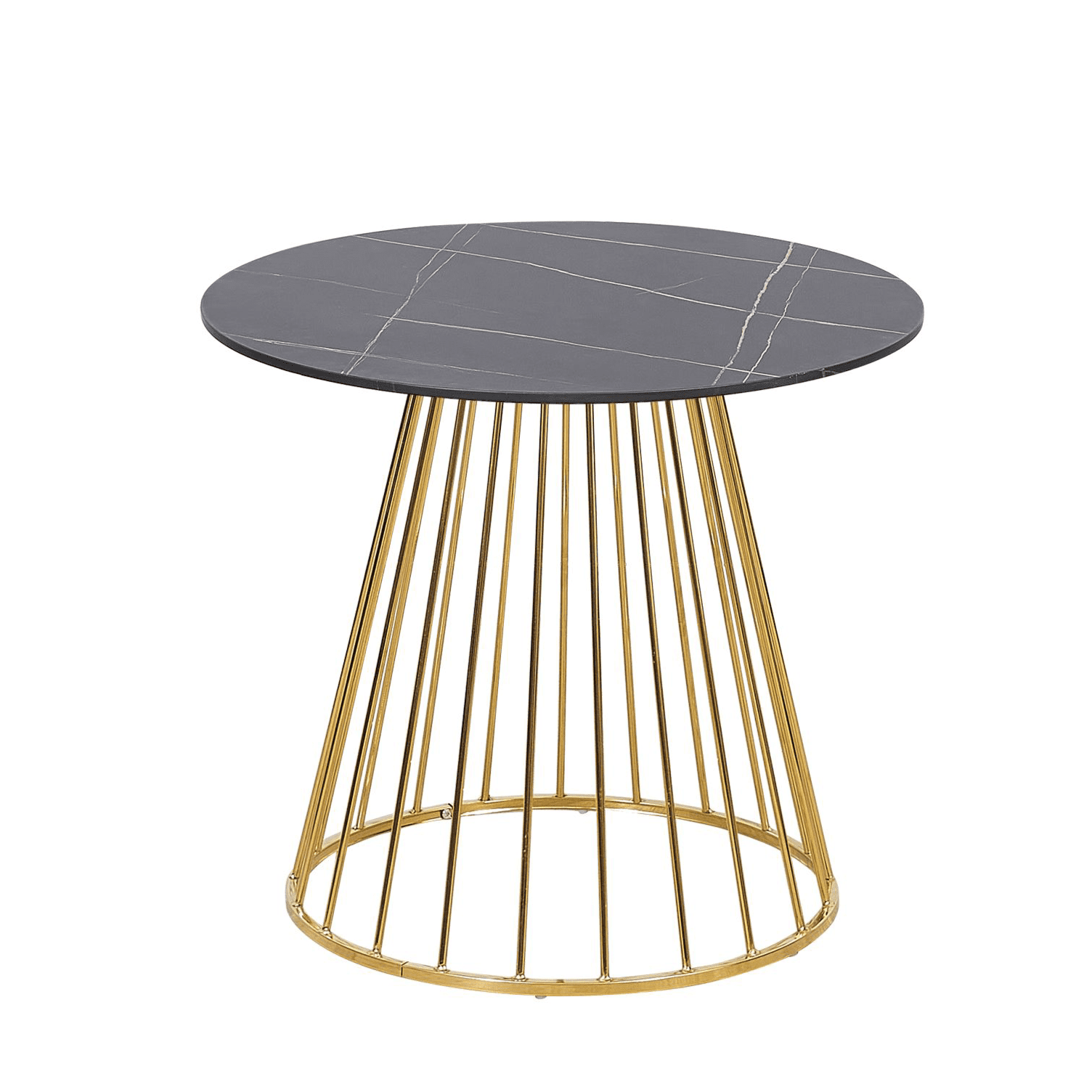 New Black Liverpool Style Marble Table With Golden Chrome Legs - 100Cm - Image 3