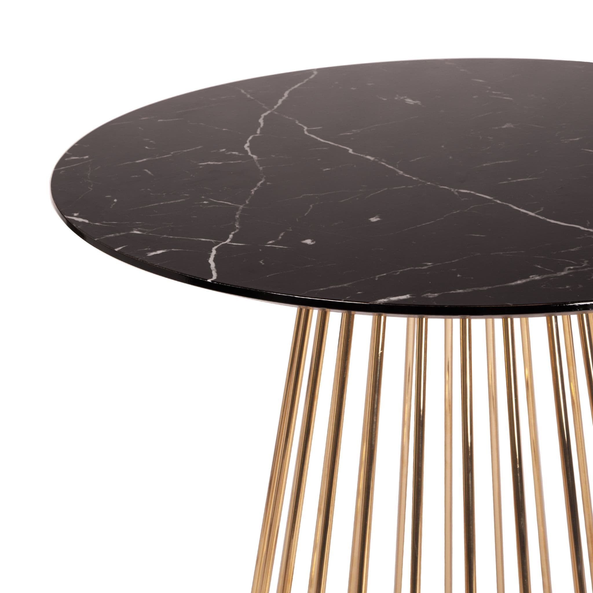 New Black Marble Effect Liverpool Bar Table 93Cm High - With Gold Legs - Image 3