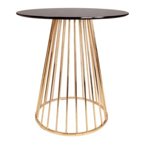 New Black Marble Effect Liverpool Bar Table 93Cm High - With Gold Legs