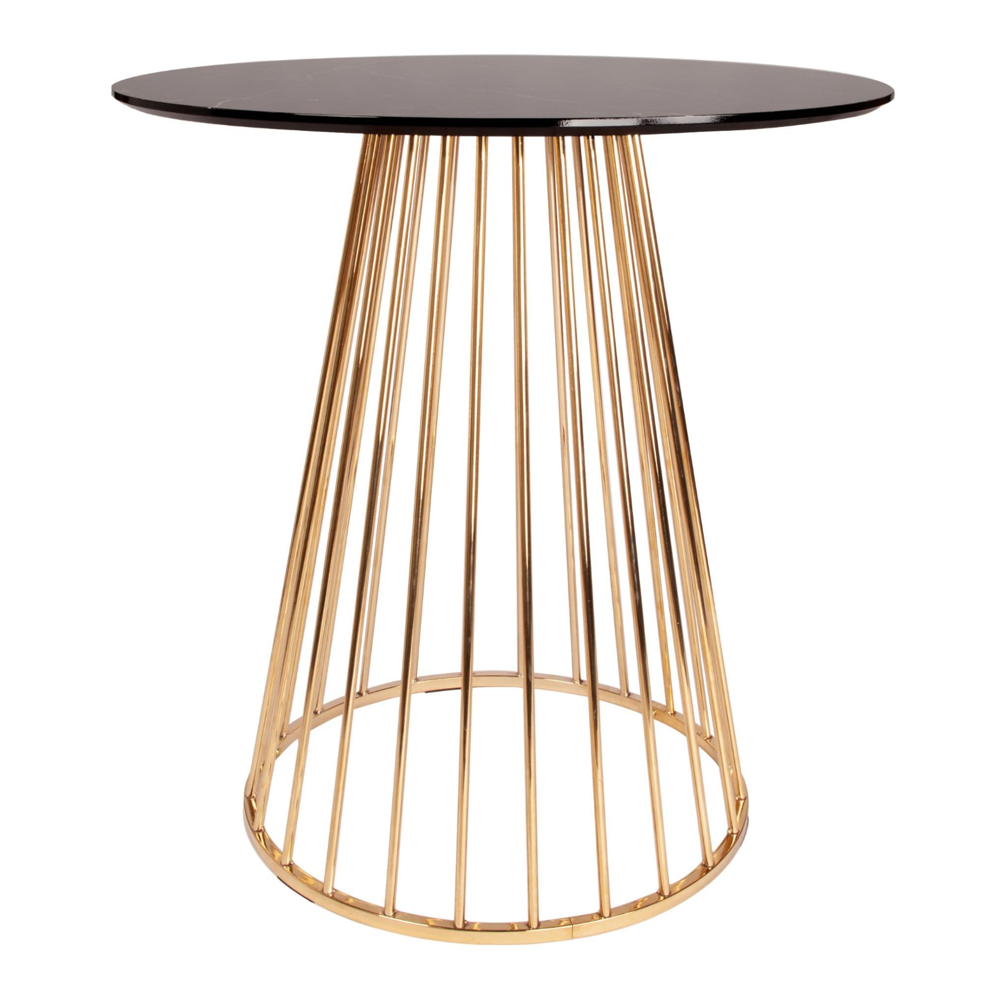 New Black Marble Effect Liverpool Bar Table 93Cm High - With Gold Legs