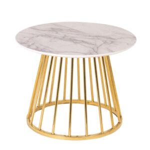 New Mmilo Liverpool Coffee Table (60Cm) - White Marble With Gold Legs