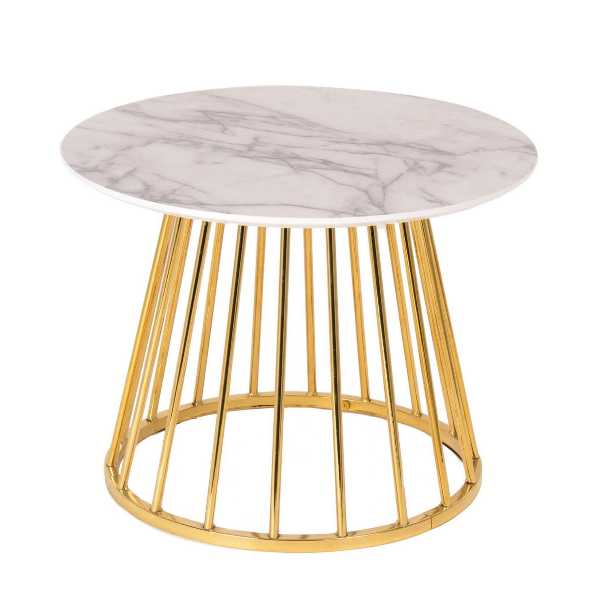 New Mmilo Liverpool Coffee Table (60Cm) - White Marble With Gold Legs