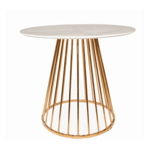 New Mmilo White Liverpool Style Marble Effect Table With Golden Chrome Legs, 100Cm