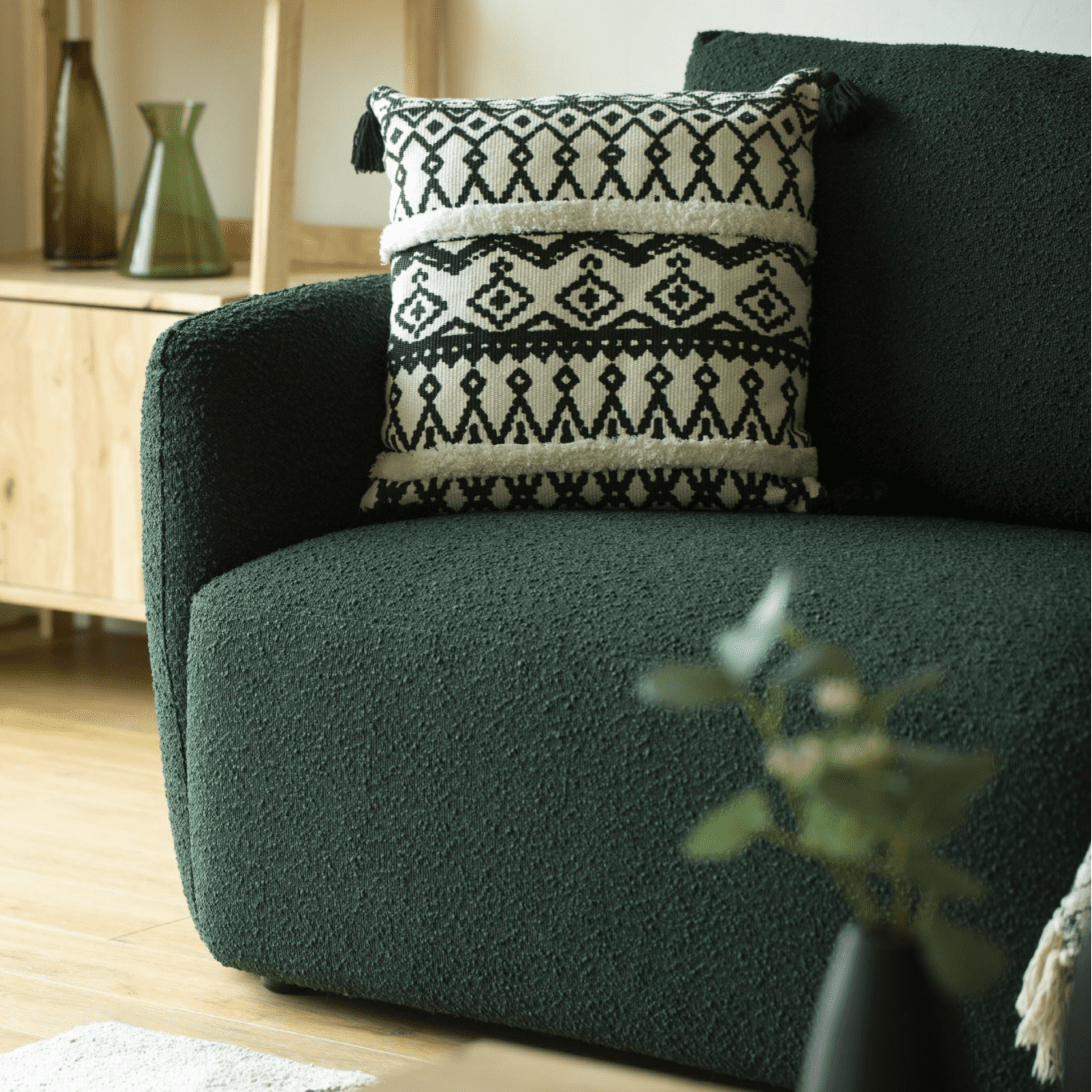 Nobie 3-Seater Green Boucle Sofa - Image 3