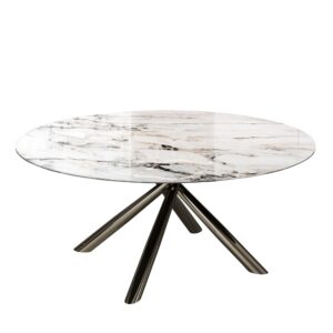 Okato Round Sintered Stone Dining Table - White