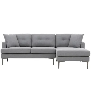 Orka Fabric Left Corner Sofa - Beige - W226Cm - Deep Grey, 226