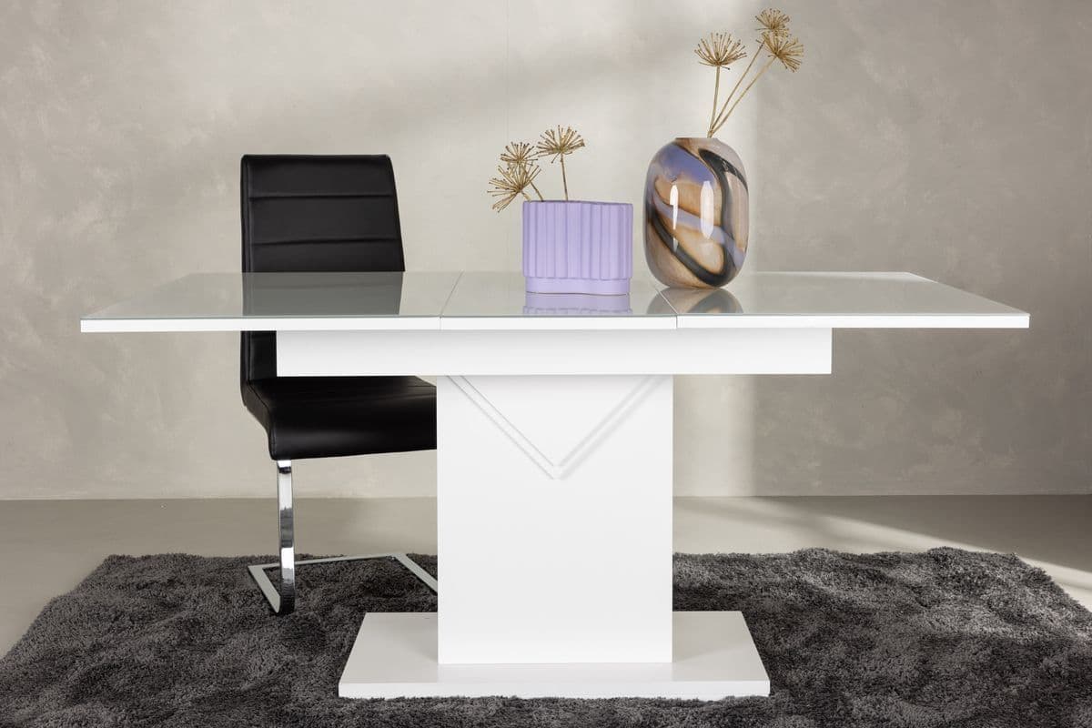 Pluto Dining Table 120/160x90- White / MDF Glass - Image 7