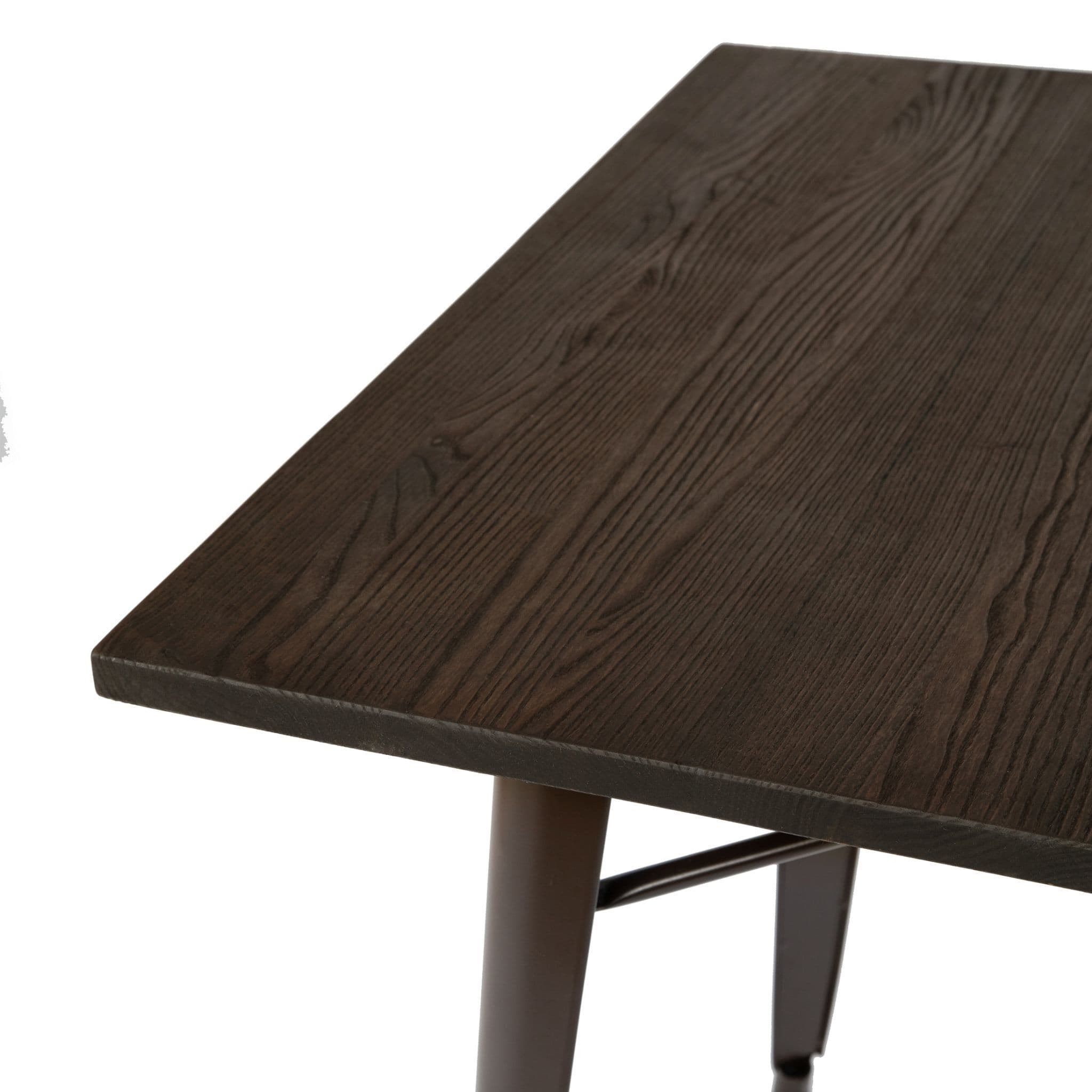 Retro Tolix Style Brown Rectangular Metal Table With Wooden Top - Brown - Image 3