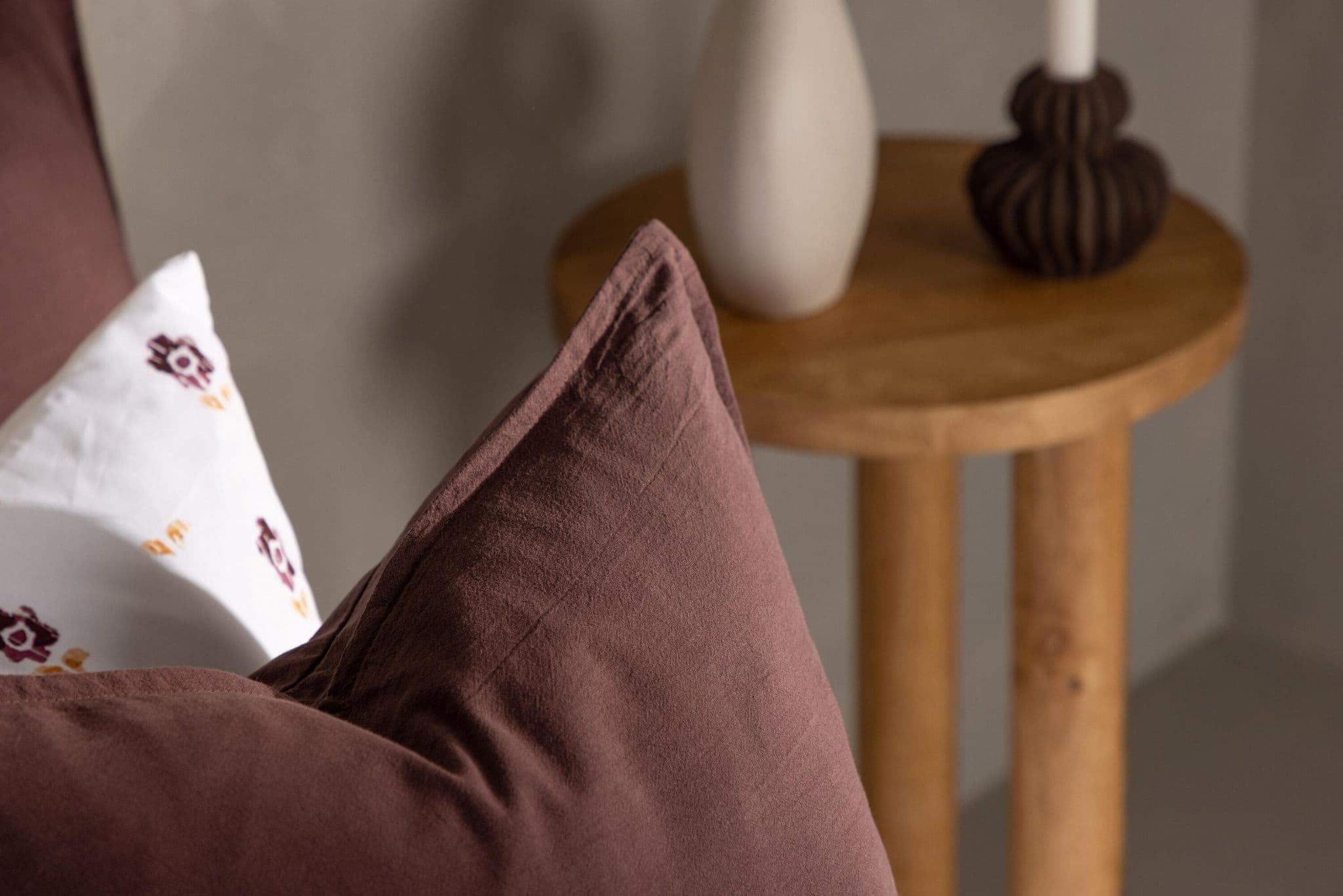 Ronja Cushion Cover Washed Cotton, Brown, 45X45 - Image 31