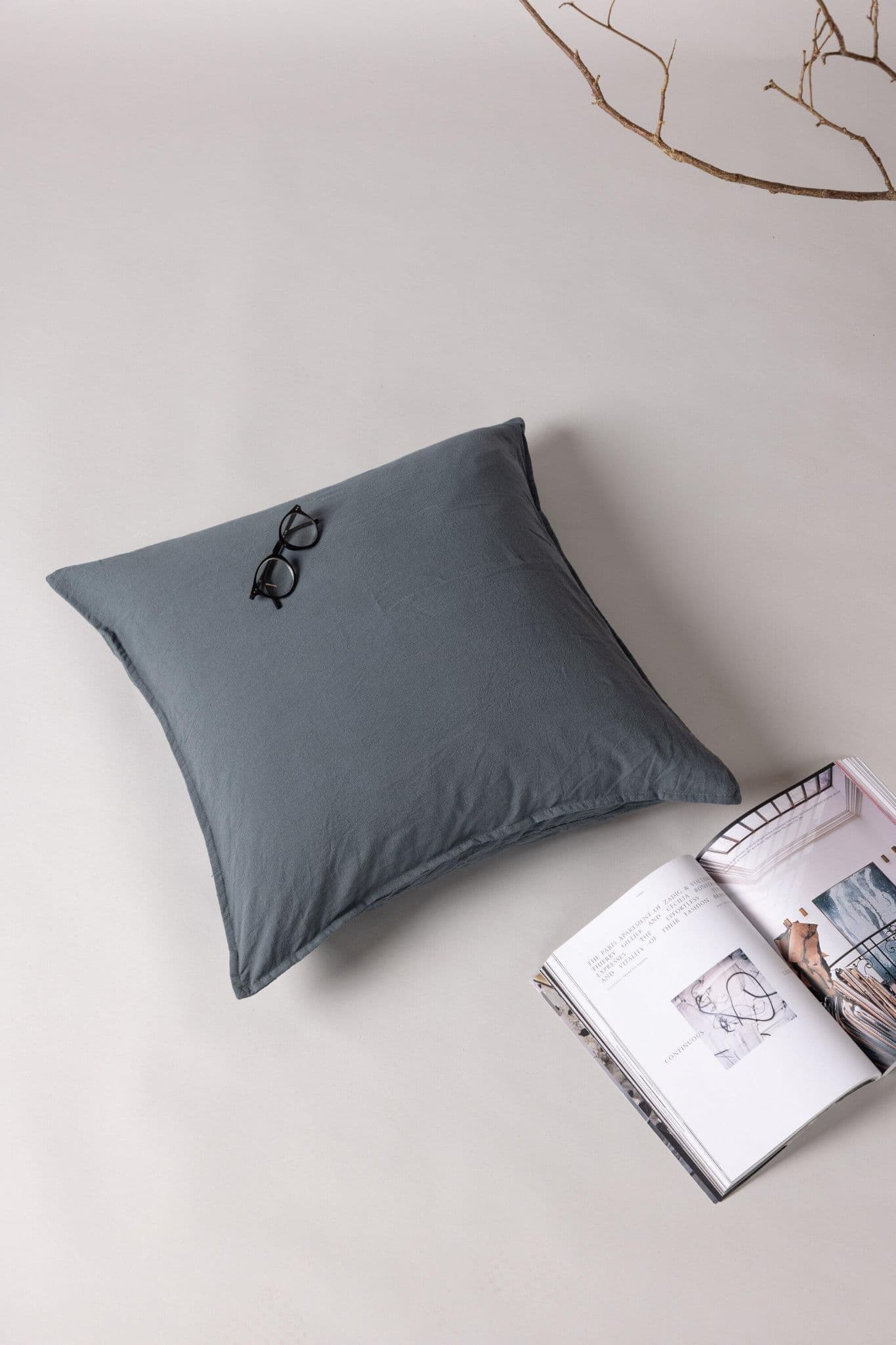 Ronja Cushion Cover Washed Cotton, Brown, 45X45 - Image 89