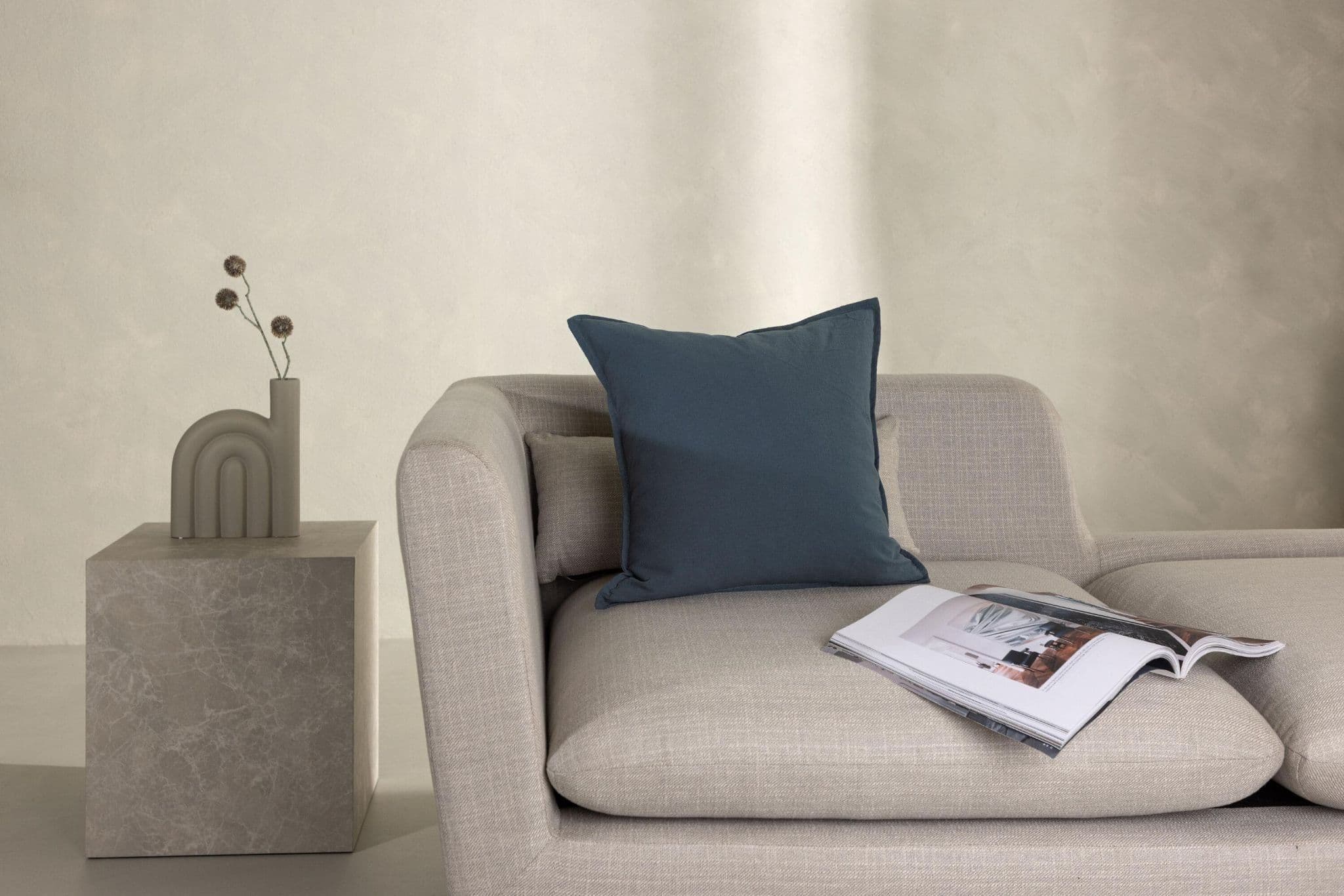 Ronja Cushion Cover Washed Cotton, Brown, 45X45 - Image 93