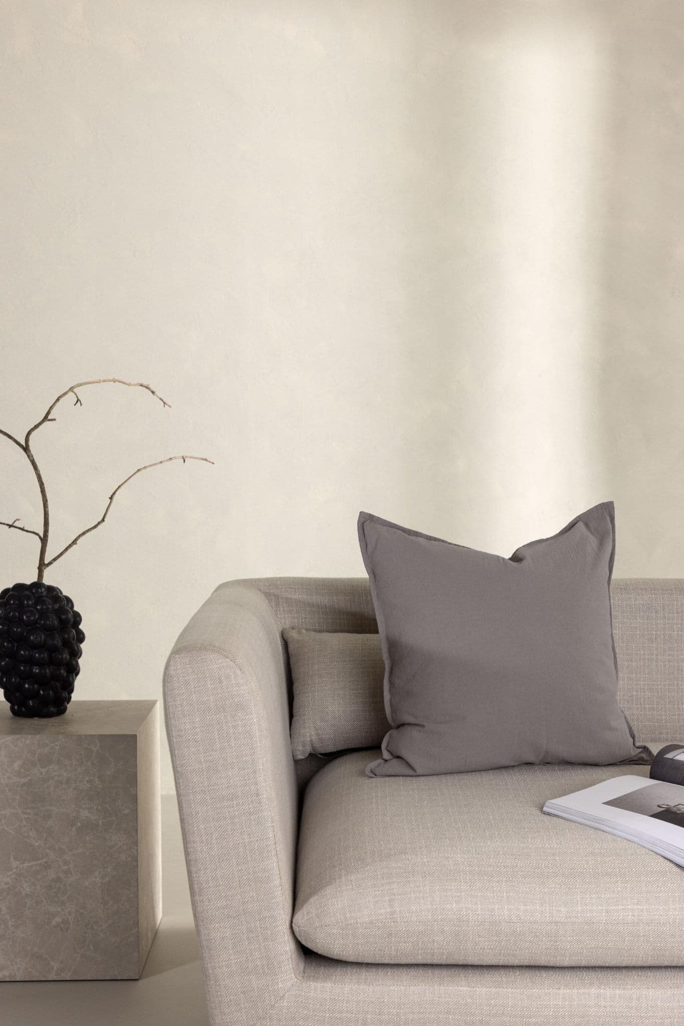 Ronja Cushion Cover Washed Cotton, Brown, 45X45 - Image 119