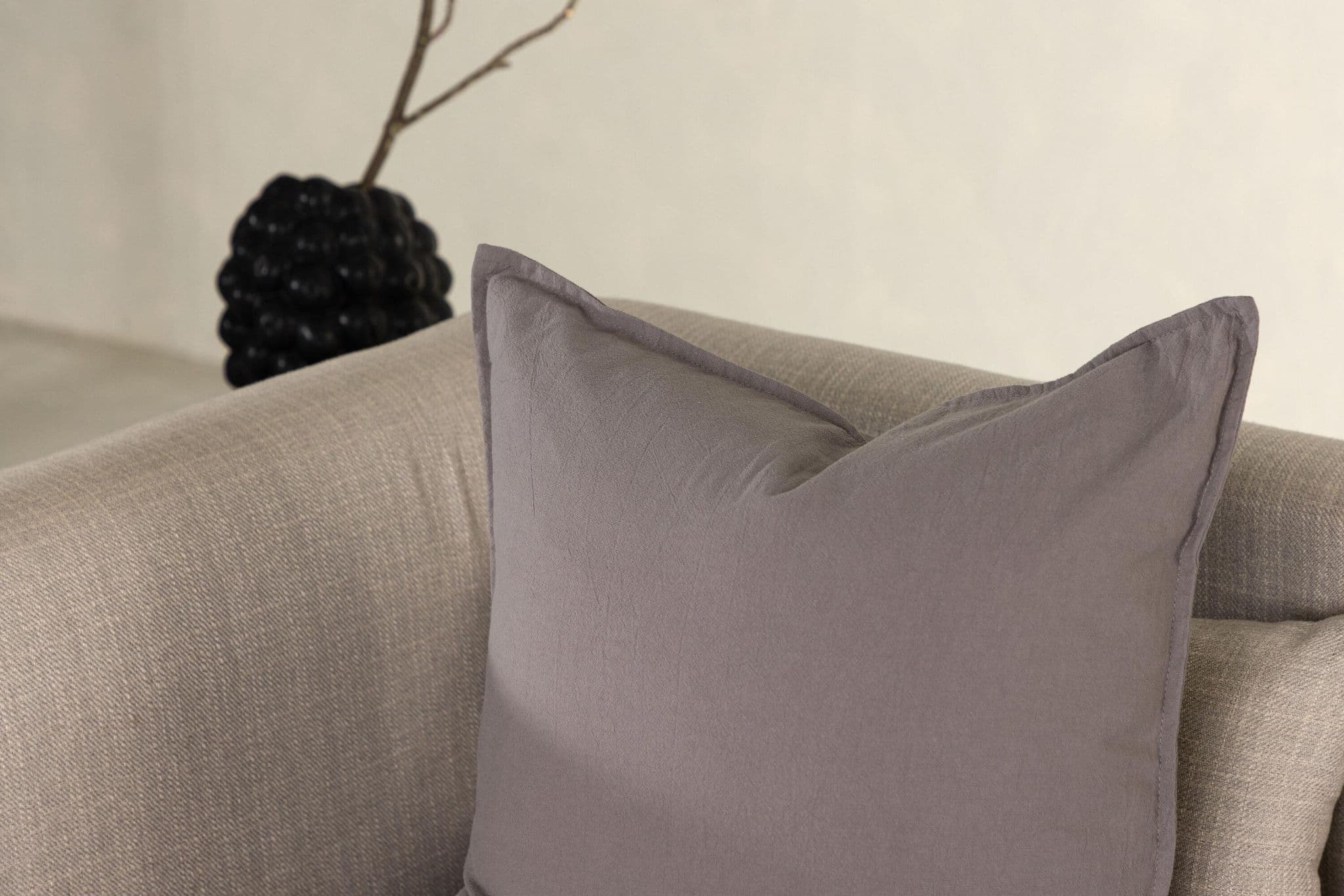 Ronja Cushion Cover Washed Cotton, Brown, 45X45 - Image 121