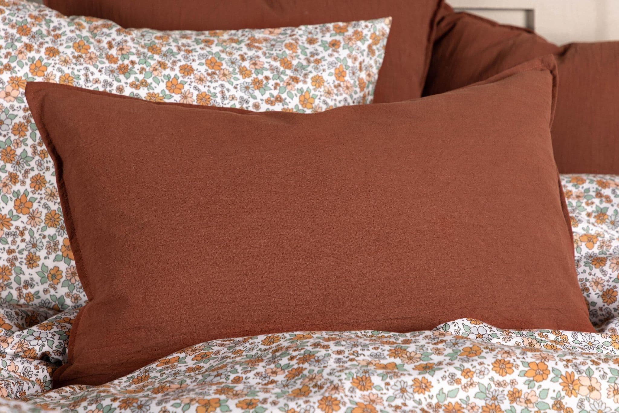 Ronja Cushion Cover Washed Cotton, Brown, 45X45 - Image 141