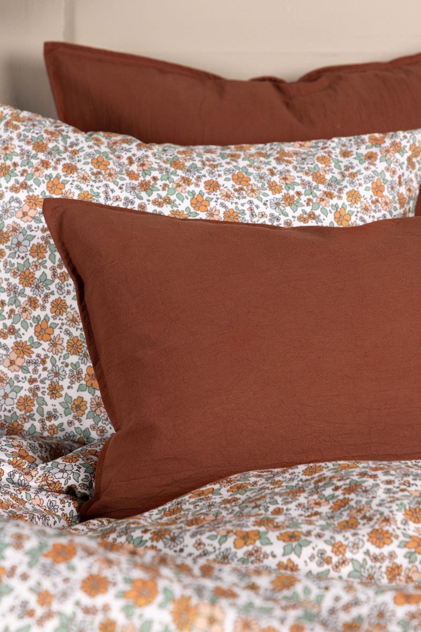 Ronja Cushion Cover Washed Cotton, Brown, 45X45 - Image 143