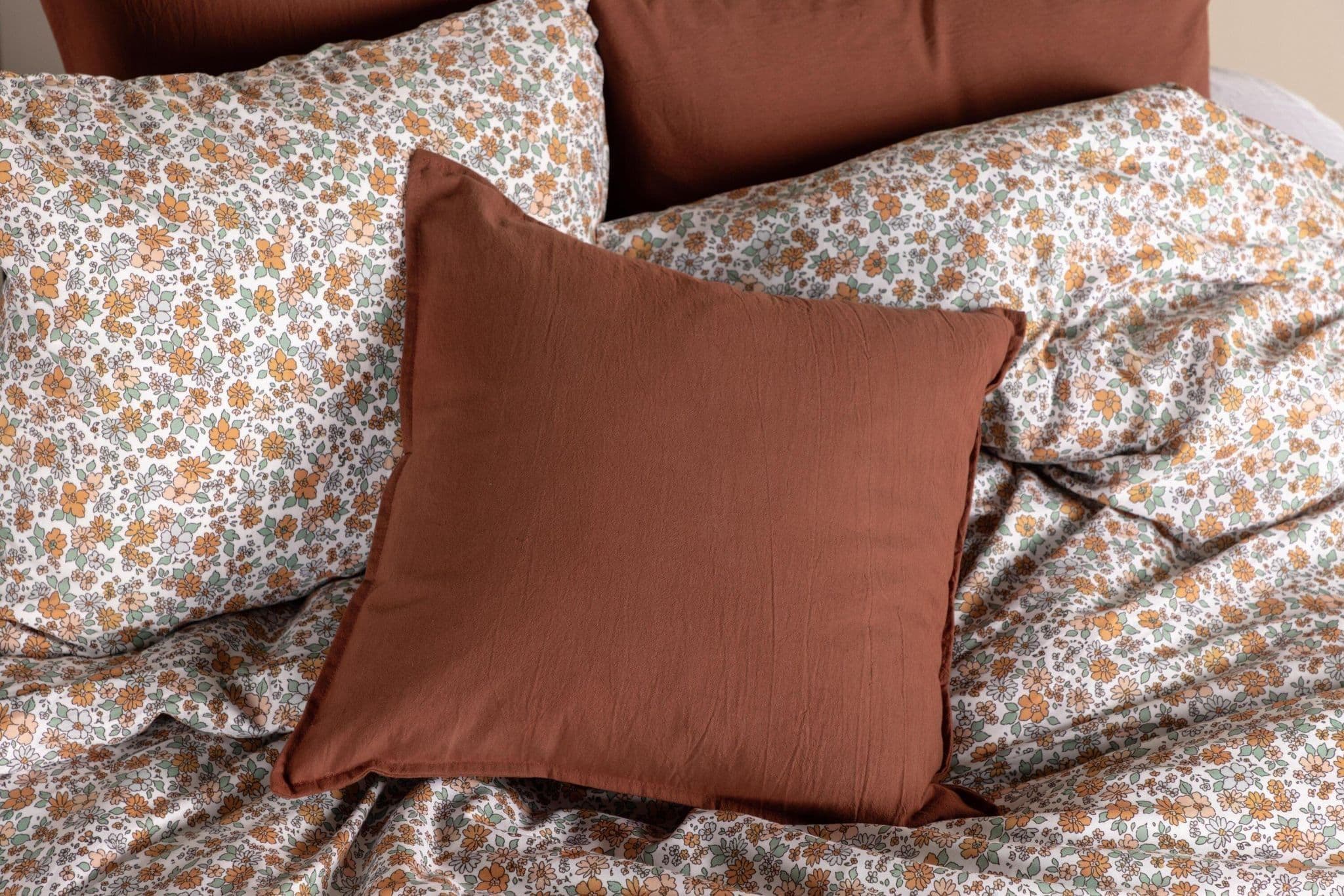 Ronja Cushion Cover Washed Cotton, Brown, 45X45 - Image 145
