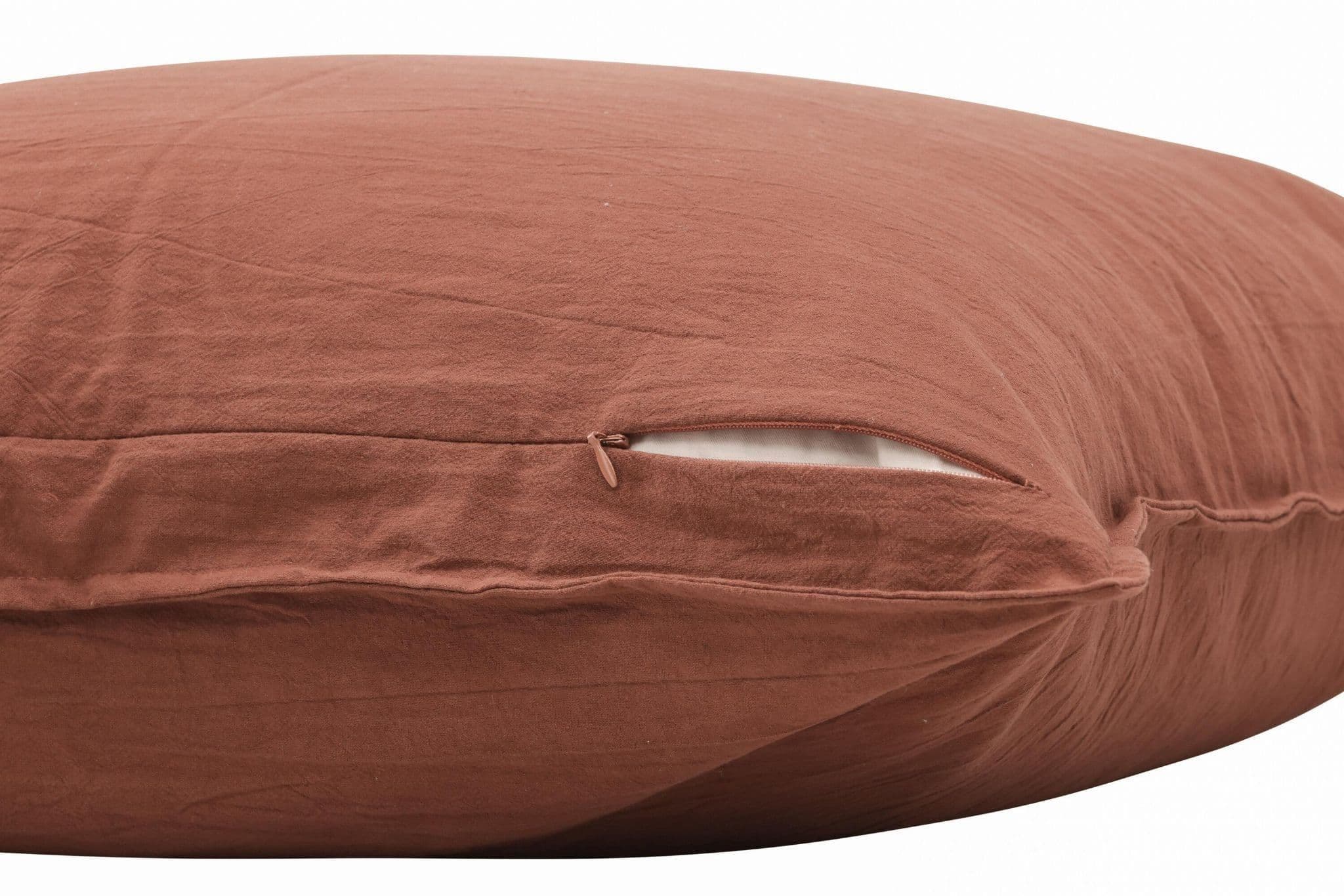 Ronja Cushion Cover Washed Cotton, Brown, 45X45 - Image 146