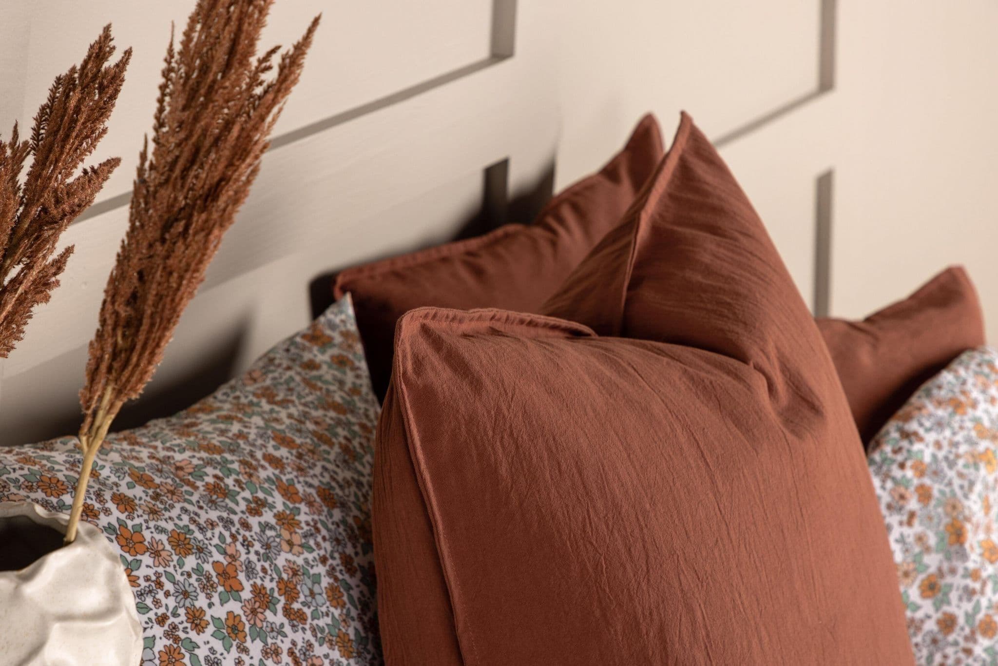 Ronja Cushion Cover Washed Cotton, Brown, 45X45 - Image 151